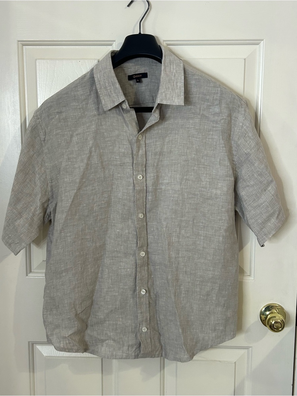 Quince 100% European Linen Relaxed Short Sleeve Shirt Men’s XL Beige
